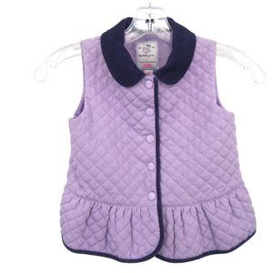 Gymboree Quilted Vest Lavender Purple Corduroy Trim and Bow Girls 4T-5T Snap Up